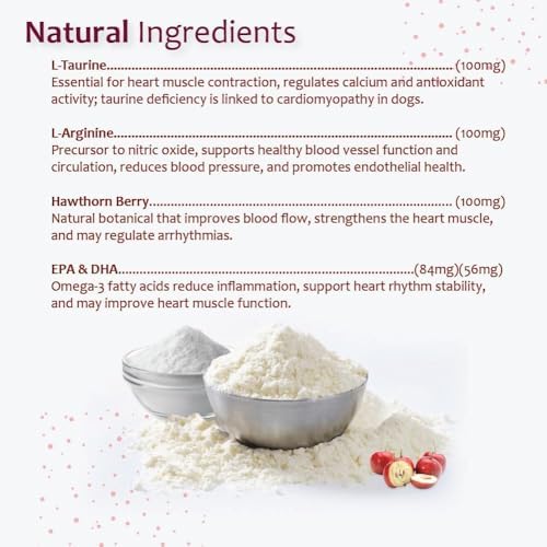 Heart Support Supplement for Dogs-Vet-Formulated, Antioxidant-Rich-L-Taurine, L-Carnitine,EPA,DHA,CoQ10-Aids Circulatory Strength, Cardiovascular Support, Heart Muscle Function-USA Made-120 Soft Chews