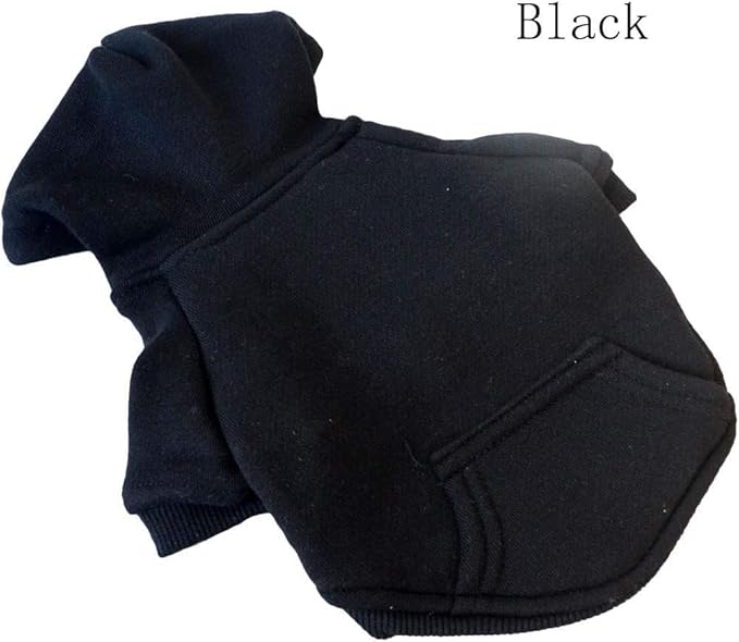 Lovelonglong Blank Basic Hoodie Sweatshirt for Dogs 100% Cotton Fits Small Medium Dachshund Large Dog Black D-M