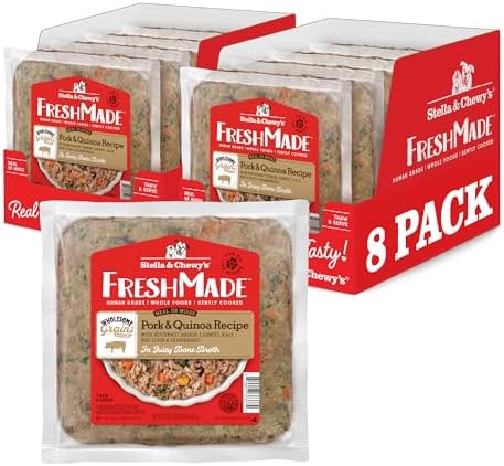 Stella & Chewy's FreshMade Frozen Fresh High Protein Pork & Quinoa Dog Food, 16-oz Pouch (Pack of 8)