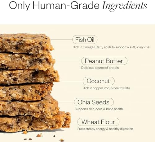 Maev Skin & Coat Supplement Bars for Dogs, with Omega-3, 30 Count (Pack of 2)