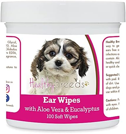 Healthy Breeds Cavachon Ear Cleaning Wipes with Aloe & Eucalyptus for Dogs 100 Count
