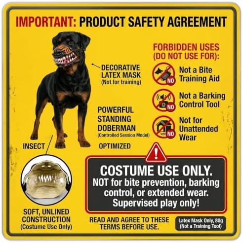 Scary Dog Muzzle with Teeth, Breathable Halloween Monster Mask (XXL)