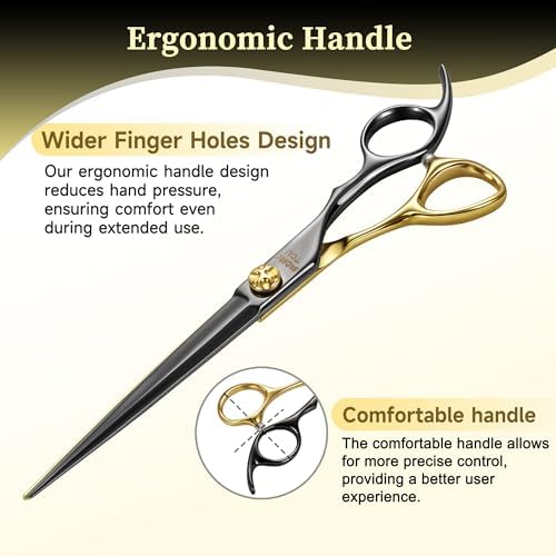7'' Straight Dog Grooming Scissors CNC 440C Blades