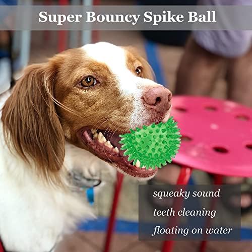 LECHONG 6pack Squeaky Dog Toys Spiky Dog Balls Cleans Teeth and Promotes Dental and Gum Health for Your Pet Squeaker Ball Toys for Aggressive Chewers (S 6PACK)