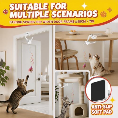 Interactive Automatic Cat Toy, 360° Rotating Feather Wand