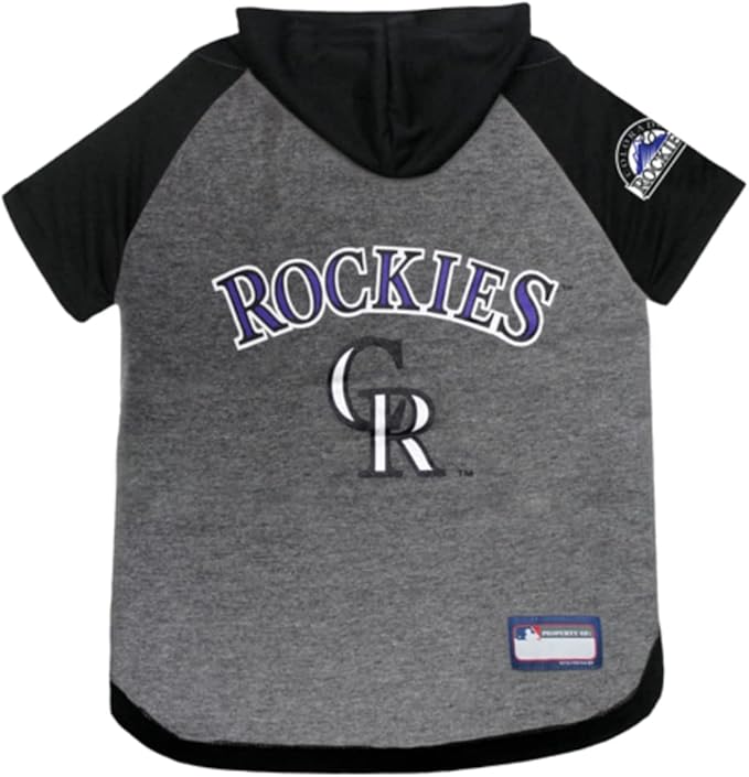 Pets First MLB Hoodie for Dogs & Cats - Colorado Rockies Dog Hooded T-Shirt, Large. - MLB Team Color Hoody (ROC-4044-LG)