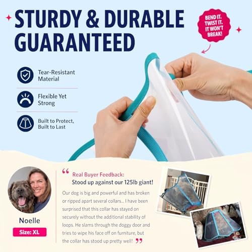 Soft Neck Pad - Hard Plastic Dog Surgery Recovery Cone Collar, Blue-Green L