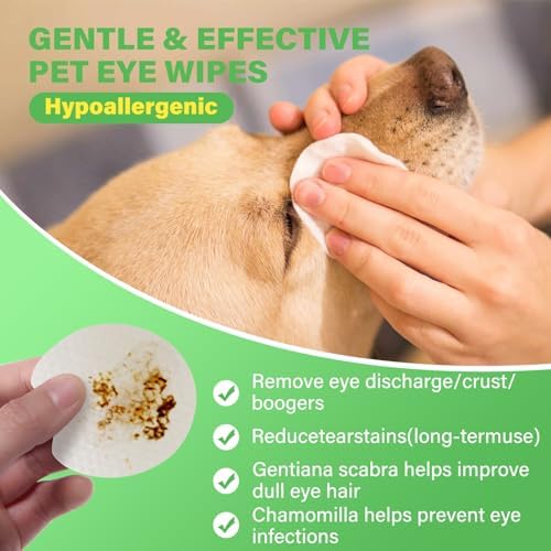 Dog Ear Infection Treatment, Dog Ear Cleaning Solution, Dog Ear Rinse Dog Eye Wipes, 120 Pet Tear Stain Wipes for Dogs and Cats,