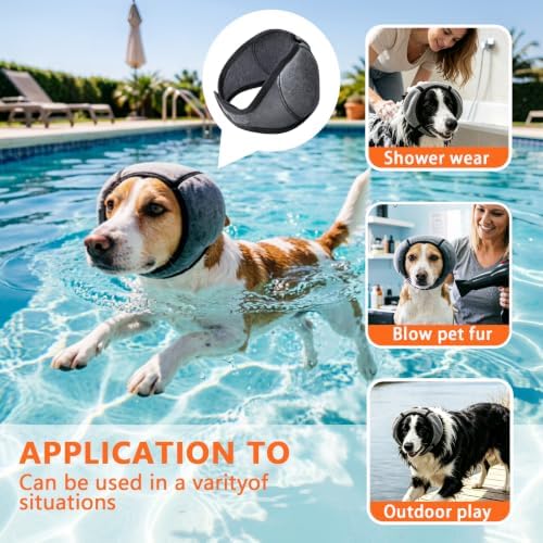 Dog Ear Muffs Noise Protection Dog Calming Hoodie Anxiety Relieve Dog Ear Muffs & No Shake Ear Wrap Quiet Head Cover Sleeves Ear Covers for Bath, Thunderstorms, Firework, Grooming