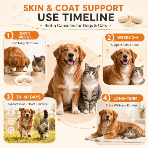 PUAINTA Skin & Coat Supplement for Dogs & Cats, Biotin Capsules, 90 Ct