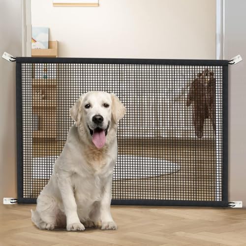 2-Pack Dog Gate for Stairs Pet Gates for The House: Dog Gate Indoor Dogs Screen Mesh Gate for Doorways Stairways 29 inches Tall, 30 inch Wide Fits 24–27'' Openi