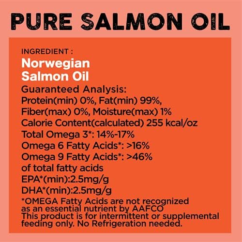 Nature's Diet Pet 32 oz Norwegian Salmon Oil Dogs & Cats - Natural Support for Joint Function Immune Heart Health Appetite Skin & Coat Omega 3 6 9 Liquid Food Topper EPA DHA Fatty Acids