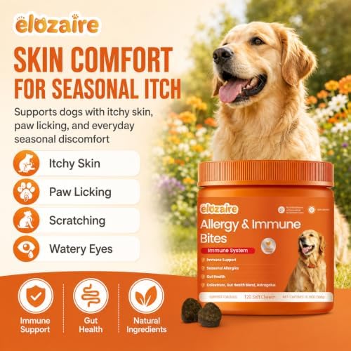 Dog Allergy Chews, Itchy Skin & Paw Licking Support, 120ct