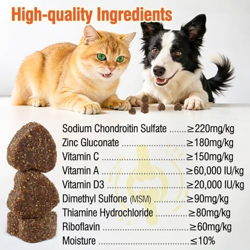 Hip & Joint Health Supplement for Dogs and Cats（150 Chews）,Contains Glucosamine, Plus Chondroitin and MSM, Supports Healthy Joints, for All Breeds and Sizes