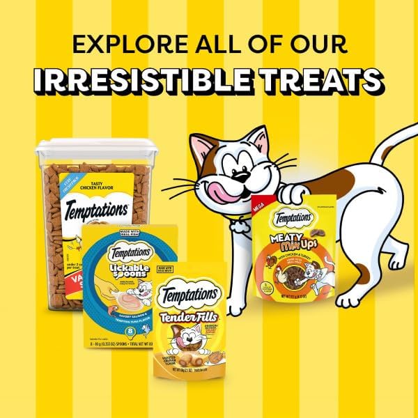 Temptations Lickable Spoons Adult Wet Cat Treat, Tasty Chicken and Savory Salmon Flavor, 8 Spoons, Pack of 12 (96 Total)
