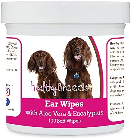Healthy Breeds Irish Setter Ear Cleaning Wipes with Aloe & Eucalyptus for Dogs 100 Count