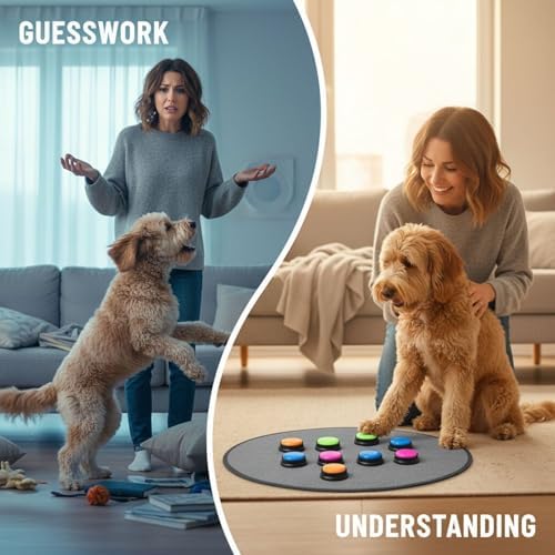 4 Pcs Dog Talking Buttons for Communication, Recordable Voice Command Buttons for Dog Training, Pet Sound Button Box, One Button Recording, 3.1 in, 8 cm Pet Response Buzzers