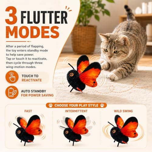 Smart Sensing Flapping Butterfly Toy Interactive Cat Teaser Toy，1pc C