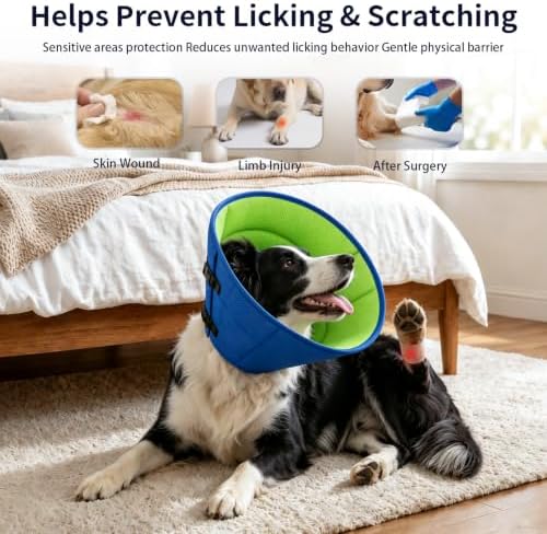 Soft Dog Cone Collar After Surgery, Adjustable Recovery Cone to Stop Licking, Breathable Mesh Elizabethan Collar for Small Medium Large Dogs (L(Neck Girth:15"-17.3"))