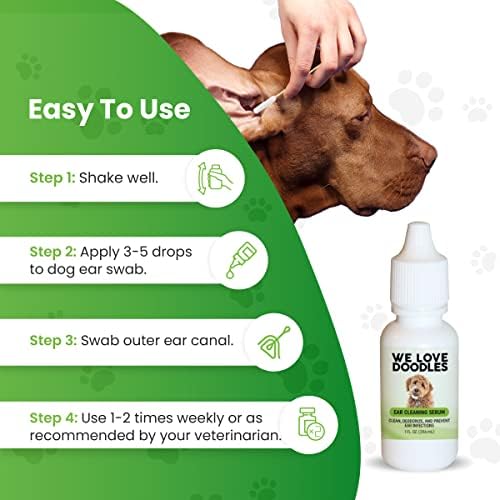 We Love Doodles Dog Ear Cleaner Finger Wipes & Dog Ear Cleaning Solution Kit - Dog Ear Cleaner, Presoaked Dog Ear Wipes, Dog Ear Cleaning Solution, Prevent Infections, Ear Drops for Dogs