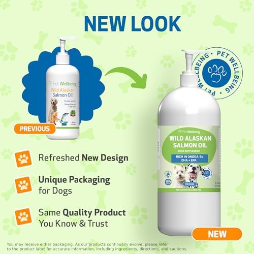 Pet Wellbeing Wild Alaskan Salmon Oil for Dogs - Skin & Coat, 16 fl oz