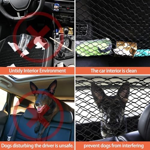 Dog Barrier for Car for Smart #1 2023-pr, Adjustable Reinforced Mesh Pet Net Barrier for Back Seat & Cargo Area Keeps Dogs Safe While Driving