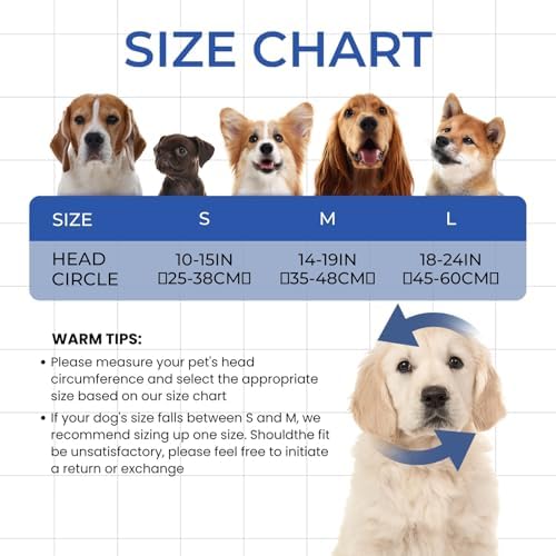 Dog Ear Covers for Bath,Shower,Elastic Dog Ear Muffs Noise Reduction Anxiety Relief,No Flap Ear Wrap Calming Hood for Grooming,Blow Dry,Thunder,Waterproof Ear Protection for Dogs(Blue,M)