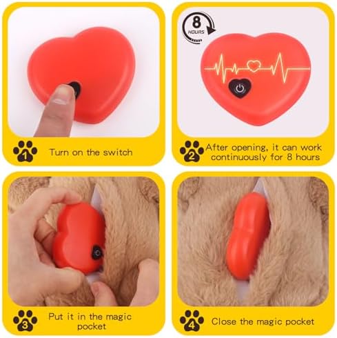 BEVERLYSHARK Heartbeat Puppy Toy Dog Anxiety Relief Calming Aid Heartbeat Stuffed Animals Pet Comfort Cuddle Sleep Aid Puppy Behavioral Training Aid Toy for Dog Cat