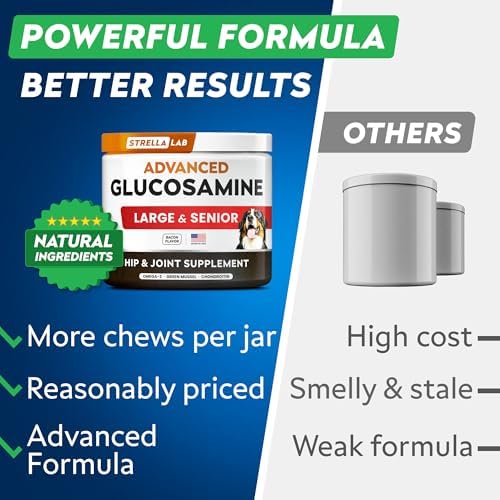 STRELLALAB Advanced Glucosamine for Dogs, Collagen&Green Lipped Mussel