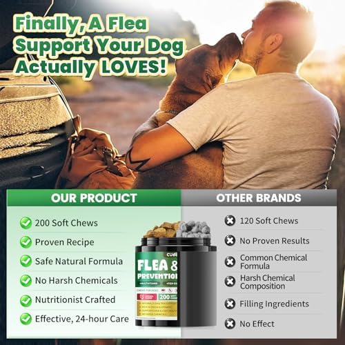 Flea and Tick Prevention for Dogs, Skin Coat Support with Vitamins Fish Oil
