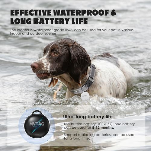 Dog Tracker GPS Collar No Monthly Fee, Real-Time Mini Pet Tracker for Small Medium Large Dogs, Reflective Waterproof Dog Tracking Collar with Bell, Indoor & Outdoor (Only for iOS)