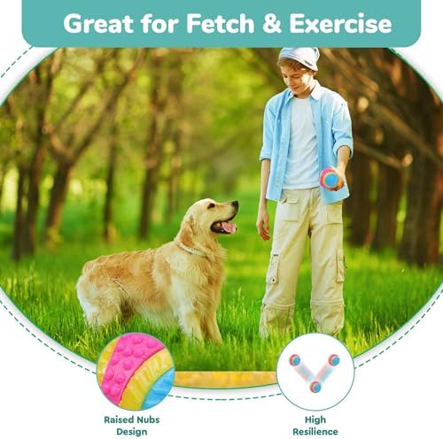 SPOT Sensory Ball for Soft Chewers - Stimulates All 5 Senses, Bell & Squeaker Sounds, Raised Nubs Clean Teeth, High Contrast Fetch Toy, Beef Scented, Durable TPR Rubber Ball, 2.5-inch