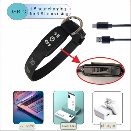 Subversive USB-C led Light up Airtag Dog Collar, Subversive 3D Sunflower Design Comfortable and Soft Material,Multicolored Lighting (D-Green, S(11.8-15.7"))