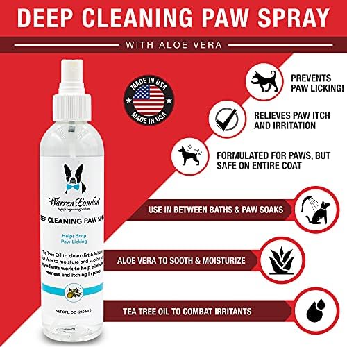 Warren London Deep Cleaning Paw Soak & Spray Combo | Soothes Itchy Paws with Seaweed, Tea Tree Oil & Aloe Vera | Anti-Lick Treatment | 12 Tablets + Deep Clean Paw Spray | Groomer-Approved Relief