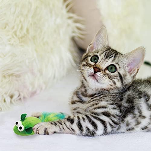 Jumpaws 5 Pack Interactive Catnip and Feather Cat Toys, Multi-Colored Mice with Long Feather Tail, Accessories for Indoor Cat, Catnip Plush Toys with Natural Feathers and Rattles