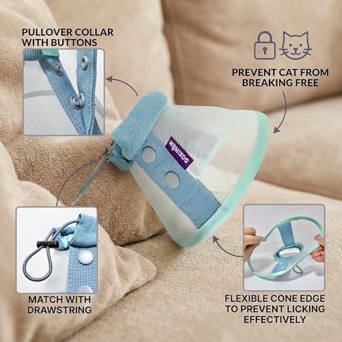 Cat Cone Collar Soft, Mesh Recovery E Collar for 12-18 lb Cats, Size L