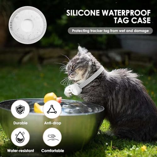 GPS Tracker for Cat, Bluetooth Tracker, Mini GPS Dog Tracker, Cat Tracker Including Cats Collars,No Monthly Fee Pet Trackesr Work with Find My APP (Only iOS),Finder Tag for Pets, Items etc, White