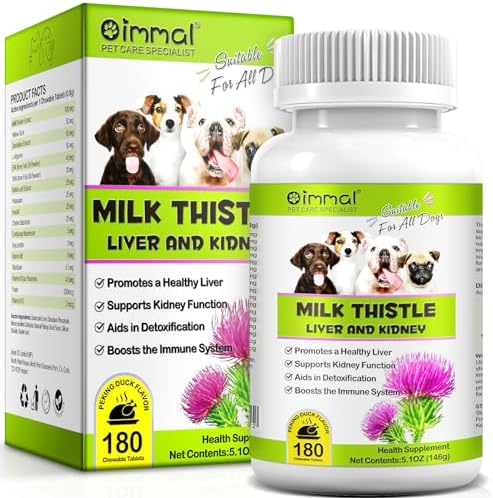 Milk Thistle for Dogs - Milk Thistle Supplement Tablets with EPA & DHA for Dogs Supports Liver Health and Kidney Function, Boosts Immune System, Dog Herbal Supplement Treats - 180 Chewable Tablets
