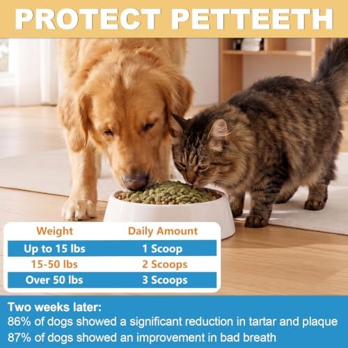 Pet Oral Care Teeth-Cleaning Powder, Contains 2 Billion Probiotics and Digestive Enzymes—Nutritious Tooth Powder for Dogs and Cats to Eliminate Bad Breath, Strengthen Teeth & Digestive Health
