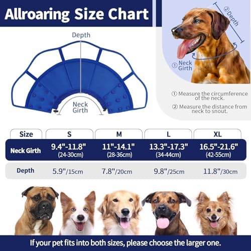Allroaring Dog Cone, Soft Dog Cones for Dogs, Adjustable Doggie Cone Collar