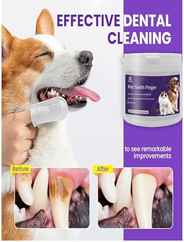 Pet Cleaning Wipes 3-Piece Set Pet Dental Wipes for Dogs & Cats - Dog Teeth & Eyes & Ears Cleaning Powder Disposable Pet Wipes Teeth Cleaning Wips+Ears Cleaning Wips