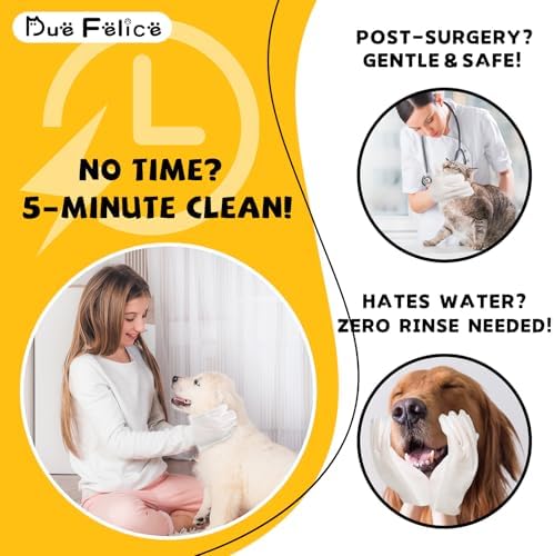 Pet Glove Wipes for Dogs & Cats, Hypoallergenic Large Size 9 x 9.8 inch