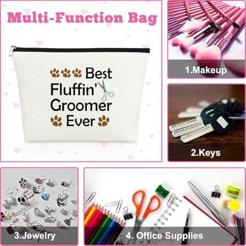 Mxrymvu Dog Groomer Gift for Women Makeup Bag Pet Grooming Gift Appreciation Cosmetic Bags for Dog Groomer Pet Hairdresser Hair Stylist Women Thank You Makeup Travel Bag Christmas Birthday Present