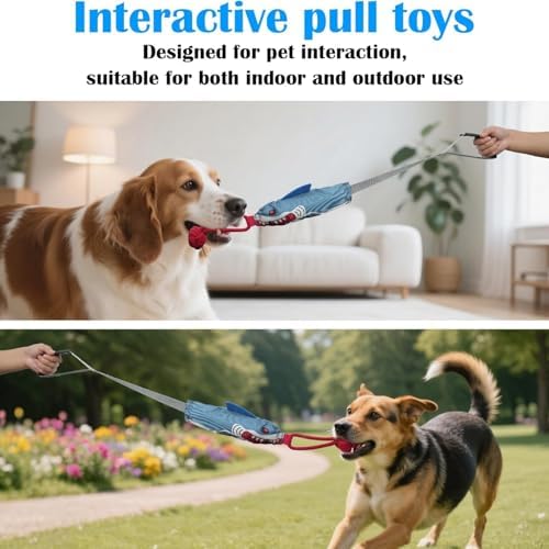 Shark Tug of War Dog Toy, 2026 New Squeaky Dog Tug Toy, Interactive Shark DogToys, Sharks Dog Tug Toy with Squeaker & Rope Knot, for Medium to Large Dogs (Shark)