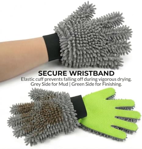 Dog Washing Gloves and Chenille Drying Mitts, 3 Pcs