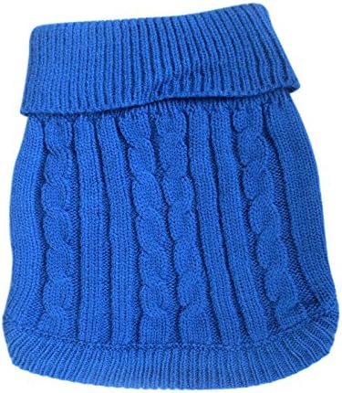 Tangpan Turtleneck Classic Straw-Rope Pro Pet Dog Sweater Apparel (Dark Blue,S)