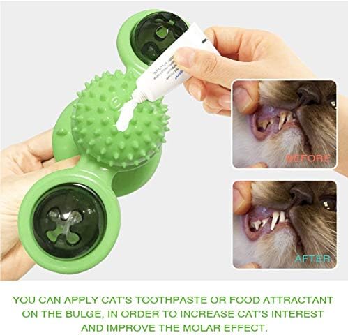GBSYU Interactive Windmill Cat Toys with LED Light Ball, Catnip, Suction Cup, Cat Exercise, Green