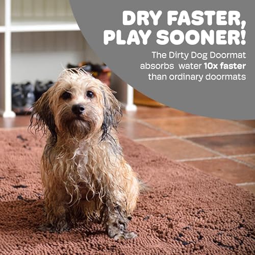 Dog Gone Smart Dirty Dog Shammy + Doormat Bundle - Super Absorbent Plush Shammy Towel & Doormat - Fast-Drying, Soft & Gentle on Fur, Non-Slip Backing, Machine Washable, Durable and Long-Lasting -Brown