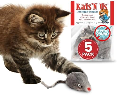 Kats'N Us 2 Inch Real Rabbit Fur Non-Rattle Mouse Cat Toys