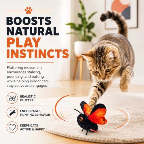 Smart Sensing Flapping Butterfly Toy Interactive Cat Teaser Toy，2pcs C